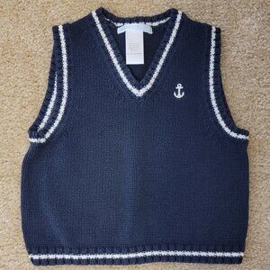 Janie and Jack Knit Sweater Vest - Navy Blue Anchor Size 12-18 Months